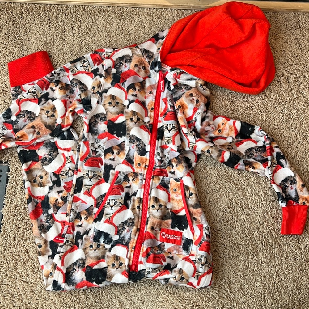 Tipsy Elves Kids L Meowy Christmas Onsie